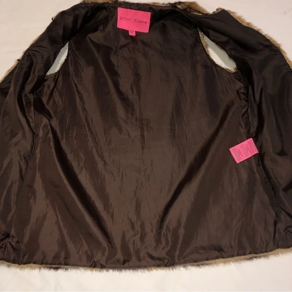 Faux Fur Vest Betsey Johnson Brown Size Small